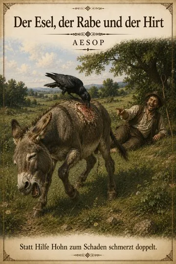 Der Esel, der Rabe und der Hirt von Aesop