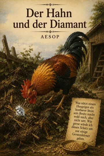 Buchumschlag von Der Hahn und der Diamant von Aesop