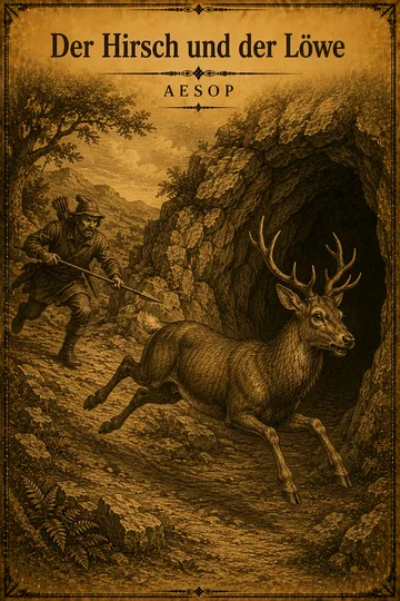 Der Hirsch und der Löwe von Aesop – Litarchive.DE Buchumschlag von Der Hirsch und der Löwe von Aesop