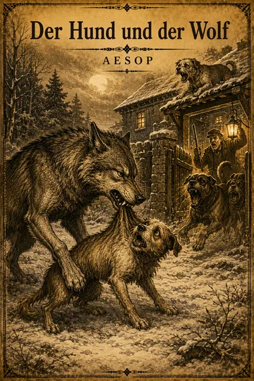 Der Hund und der Wolf von Aesop – Litarchive.DE Buchumschlag von Der Hund und der Wolf von Aesop
