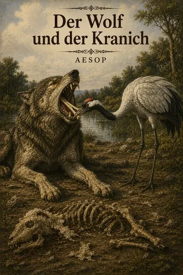 Buchumschlag von Der Wolf und der Kranich von Aesop