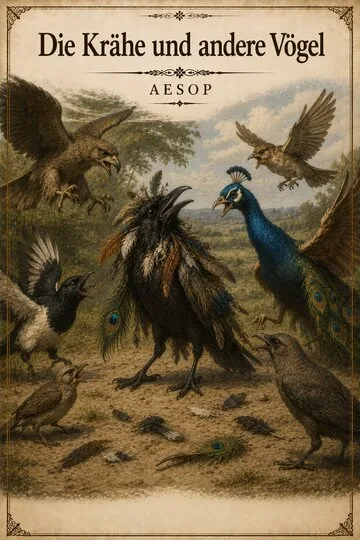 Die Krähe und andere Vögel von Aesop